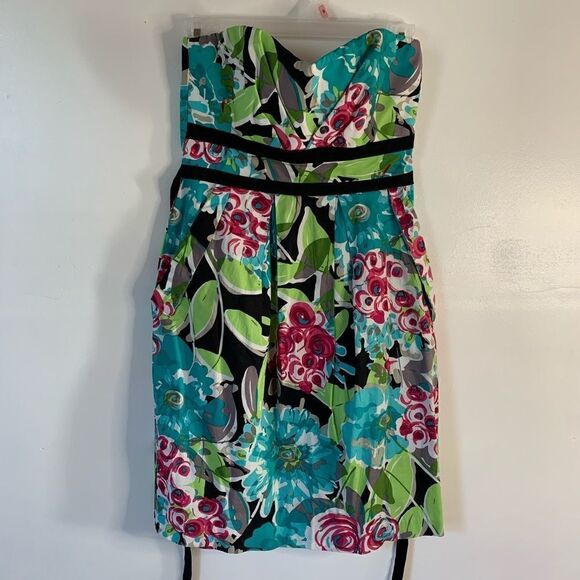 teeze Me Strapless Floral Mini Dress Size 5 - Picture 2 of 7